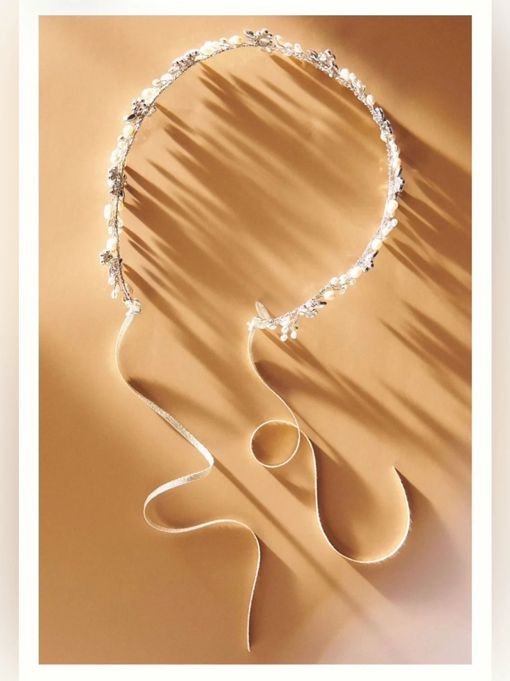 Anthropologie Twigs & Honey Baby’s Breath Pearl Opal Bridal crown headband